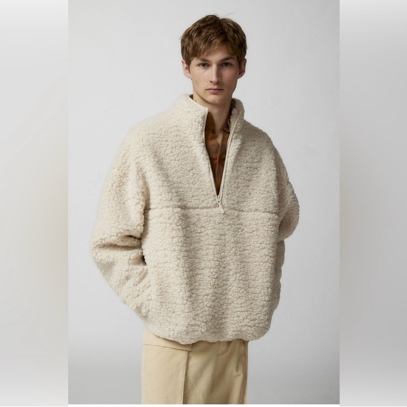 BDG Urban Outfitters Yosemite Pink Fleece Quarter Zip Pullover Small Faux Fur - Picture 12 of 12